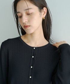YECCA VECCA パール釦ラッフルカーディガン