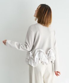 YECCA VECCA パール釦ラッフルカーディガン