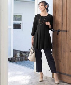 Tiaclasse L 【洗える】美脚効果も叶うリボン付きテーパードパンツ