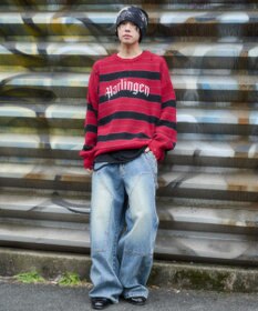 WEGO 【ユニセックス着用ITEM】アゼアミボーダーニットプルオーバー