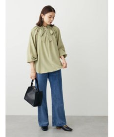 Green Parks スタンドフリルボウタイブラウス
