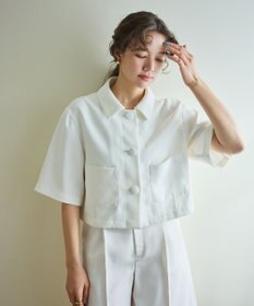 #Newans 【シワになりにくい】〈花乃まりあさんコラボ〉クロップドシャツジャケット