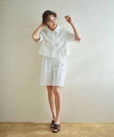 #Newans 【シワになりにくい】〈花乃まりあさんコラボ〉クロップドシャツジャケット