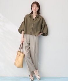 ANY シアーテックリネンギャザーブラウス