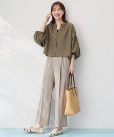 ANY L シアーテックリネンギャザーブラウス