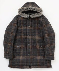 JOSEPH ABBOUD MOUNTAIN 【イタリア素材/ECOファー/9ポケット/ダウン】スライバーチェックダウン コート
