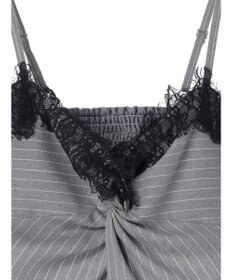 earth music&ecology ピンストライプ胸元レースビスチェ