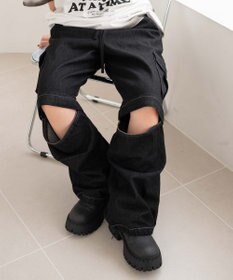 WEGO 【ウエストゴム/2WAY】2WAYデニムカーゴパンツ