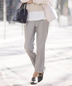 J.PRESS LADIES L 【洗える】シャークスキンハウンドトゥース テーパード パンツ
