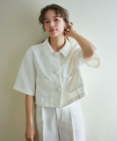 #Newans 【シワになりにくい】〈花乃まりあさんコラボ〉クロップドシャツジャケット