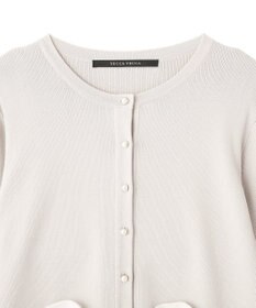 YECCA VECCA パール釦ラッフルカーディガン