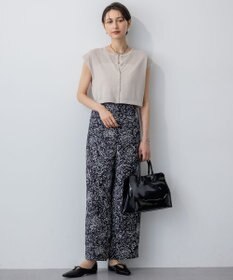 23区 【洗える】アンティークフラワープリント ワイド パンツ