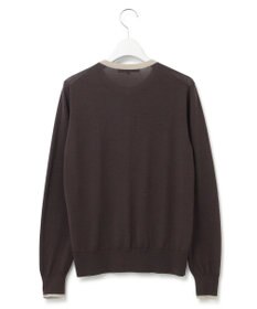 23区 【洗える】サステナブルウール バイカラー カーディガン