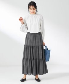 ANY 【ウエストゴム】シャンブレーライクティアード スカート