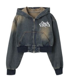 WEGO ヴィンテージウォッシュショートフードブルゾン