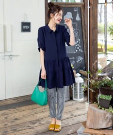 Tiaclasse L 【洗える】1枚で大人華やぐ2段ティアードシャツチュニック