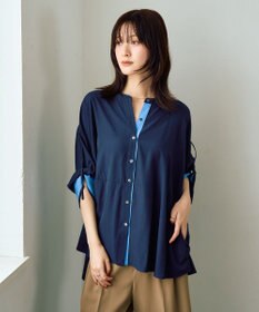 YECCA VECCA 2wayドロストスリーブバンドカラーシャツ