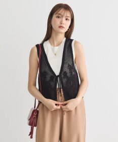 earth music&ecology フラワー刺繍メッシュベスト