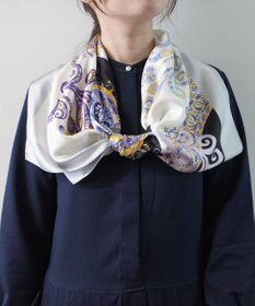 Marca ＜秋の新柄＞【Marcaオリジナル】サークルペイズリー  大判 シルクツイル スカーフ