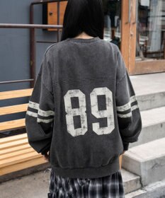 WEGO 【ユニセックス着用ITEM】ケミカルウォッシュナンバリングプルオーバー