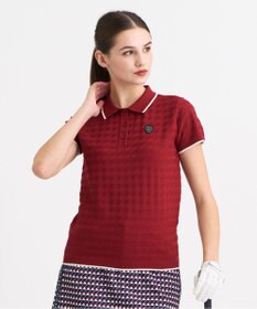 23区GOLF 【WOMEN】フラッグジャガードニットポロシャツ ストレッチ 半袖