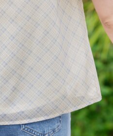 Tiaclasse 【洗える】チェック柄ハンカチスリーブブラウス