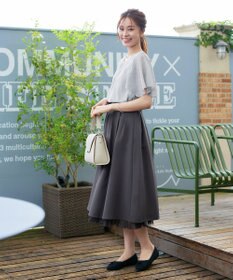 Tiaclasse 【洗える】チェック柄ハンカチスリーブブラウス