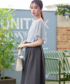 Tiaclasse 【洗える】チェック柄ハンカチスリーブブラウス