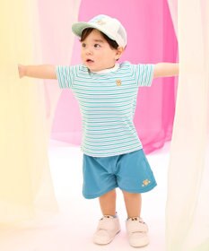 MIKI HOUSE HOT BISCUITS 【44-54cm】 ストライプ ロゴメッシュキャップ