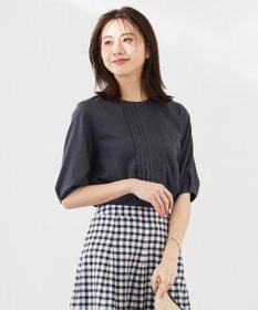 J.PRESS LADIES 【洗える】ラミーポプリン クルーネック ブラウス