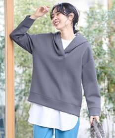 ANY 【洗える】ライトウエイト スリットネックパーカー