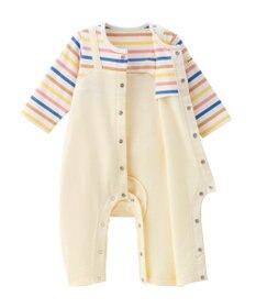 MIKI HOUSE HOT BISCUITS 【70-80cm】 ボーダー柄 重ね着風  カバーオール