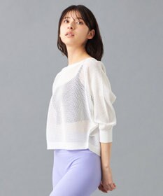 Chacott 【ノーソーイングニット】7分袖メッシュニットTシャツ
