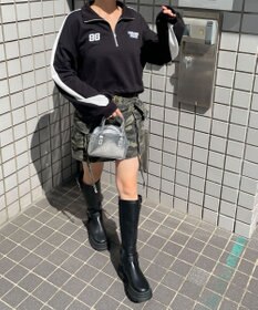 WEGO 刺繍ハーフジップショートスウェット