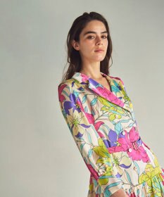 GRACE CONTINENTAL フラワープリントテーラーワンピース