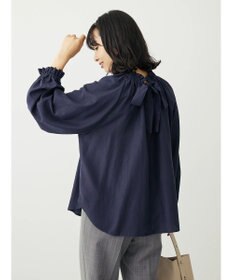 Green Parks スタンドフリルボウタイブラウス