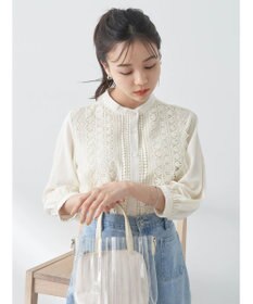 earth music&ecology フロントレースシフォンブラウス