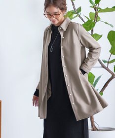 Tiaclasse 【洗える】ウール調パールボタンシャツチュニックブラウス