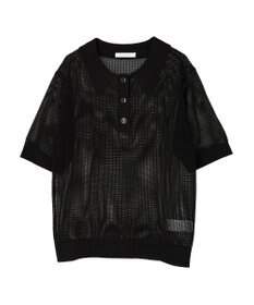 Green Parks メッシュポロ衿ニットプルオーバー