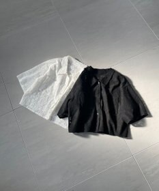 Feroux 【洗える】フラワーレース シャツ