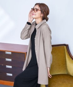 Tiaclasse 【洗える】ウール調パールボタンシャツチュニックブラウス