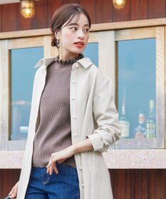 Tiaclasse 【洗える】ウール調パールボタンシャツチュニックブラウス