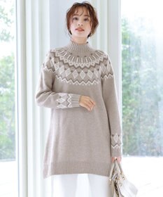 Tiaclasse L 【洗える】ノルディック柄ニットチュニック