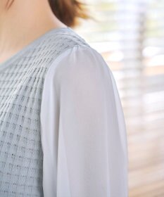 Tiaclasse L 【新色追加・洗える】シアーチェック柄ニットチュニック