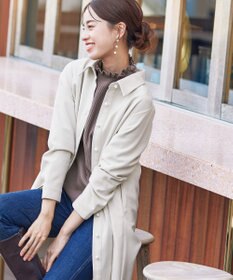 Tiaclasse 【洗える】ウール調パールボタンシャツチュニックブラウス