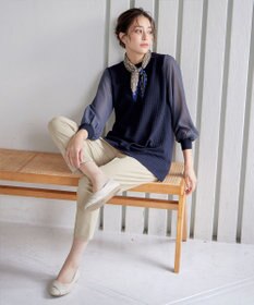 Tiaclasse L 【新色追加・洗える】シアーチェック柄ニットチュニック