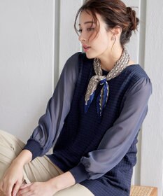 Tiaclasse L 【新色追加・洗える】シアーチェック柄ニットチュニック