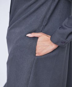 Tiaclasse 【洗える】ウール調パールボタンシャツチュニックブラウス