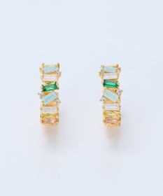 Phoebe グレースカラービジューフープピアス　グリーン