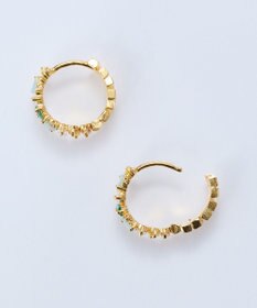 Phoebe グレースカラービジューフープピアス　グリーン